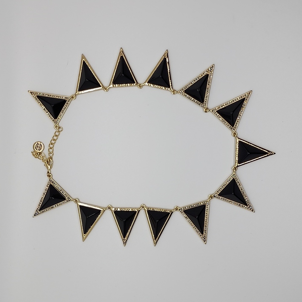 House of Harlow 1960 Gold & Black Abalone Triangle Collar Necklace